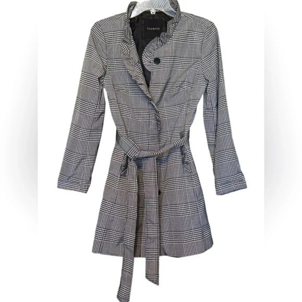 Talbots Houndstooth Jacket w‎ Belt Size 2